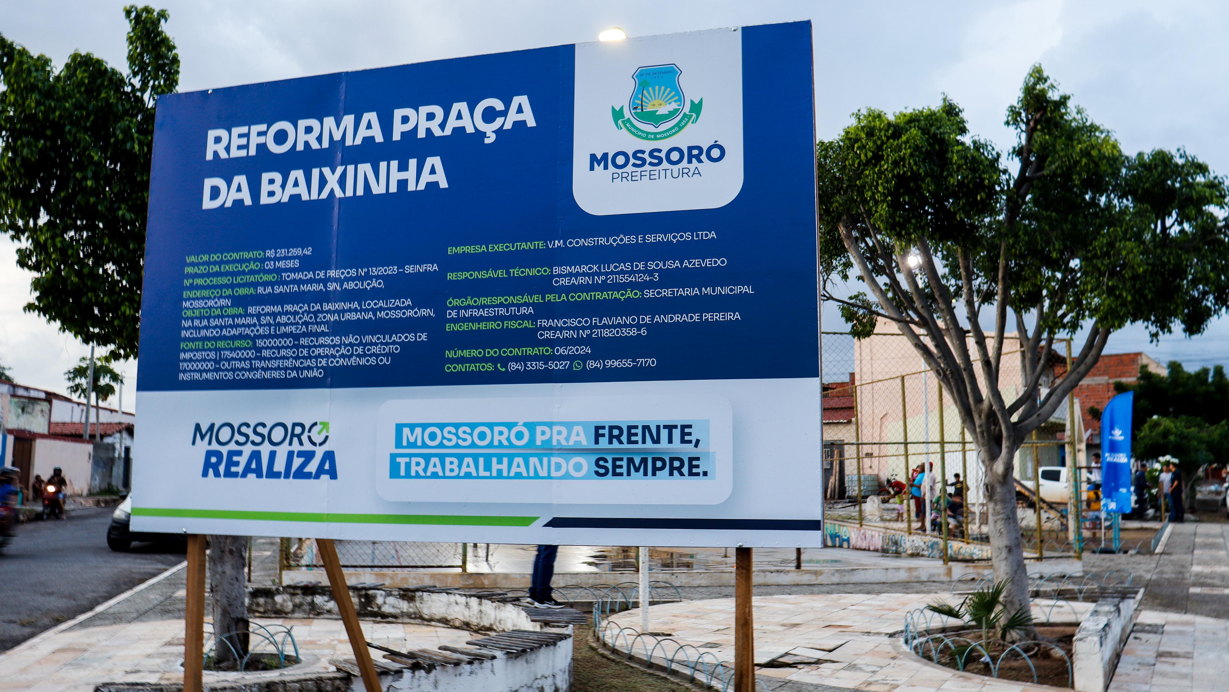 Prefeitura de Mossoró assina ordem de serviço para reforma da Praça da Baixinha